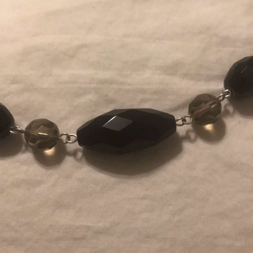 Black/smoky grey beaded necklace. - Picture 2 of 5